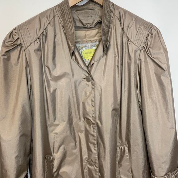 Vintage 80s Taupe Trench Coat ? Rain Jacket Sz 16 Large XL - Picture 4 of 7
